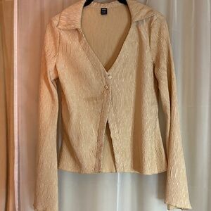 SHEIN Cream Textured Collar Long Sleeve